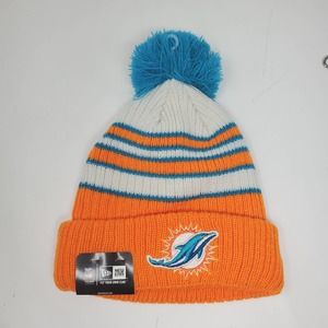 NEW 2021 NFL NEW ERA ON FIELD SIDELINE POM BEANIE - Miami Dolphins Alternate